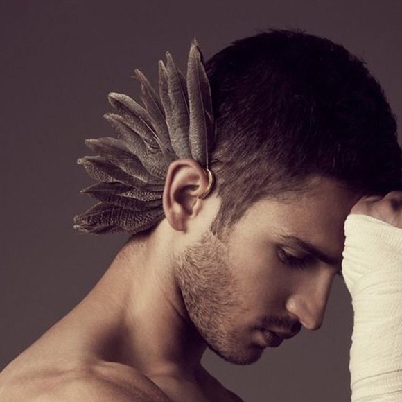 Bohemian Tribal Feather Gold Ear Cuff Earring - Picture 3 of 15